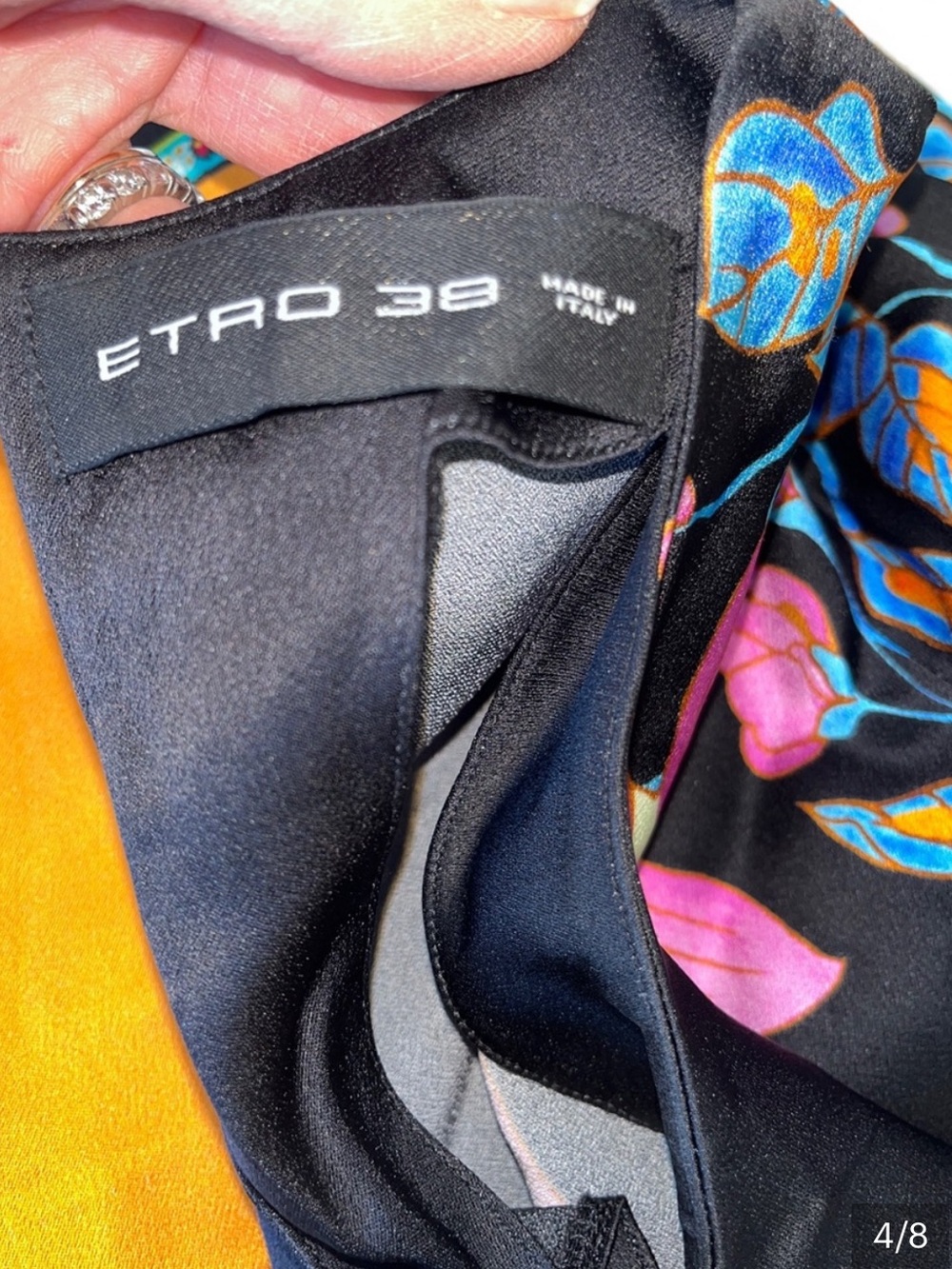 Etro Black Skirt with Blue, Pink & Orange Floral Print - Picture 3 of 6